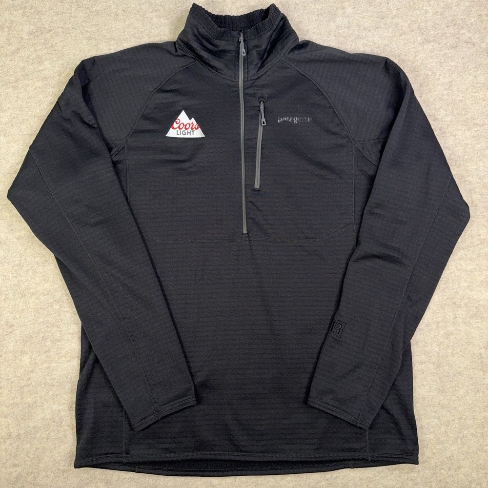Patagonia R1 Regulator 1/2 Zip Grid Fleece Polartec Mens L Coors Light Embrd.